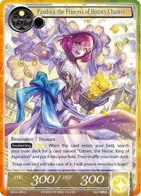 Pandora, the Princess of History Chanter - Force of Will The Millennia of Ages trading card