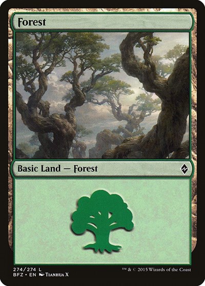 Forest from BFZ #274a, Magic: The Gathering card