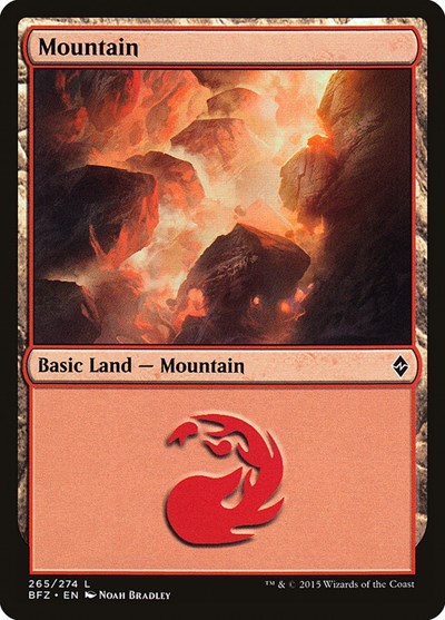 Mountain from BFZ #265a, Magic: The Gathering card