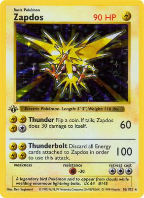 ポケモンカードゲーム 1st Edition Shadowless Zapdos Zapdos - Base Set (Shadowless) - Pokemon - TCGplayer.com