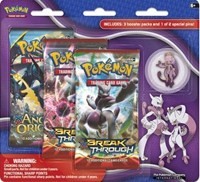 BREAKthrough Three Pack Pin Blisters [Mega Mewtwo Y] from XY - BREAKthrough Pokemon card image