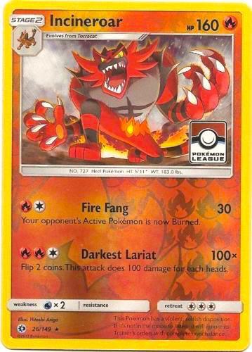 Incineroar - 26/149 (Pokemon League) 026/149 from League & Championship Cards