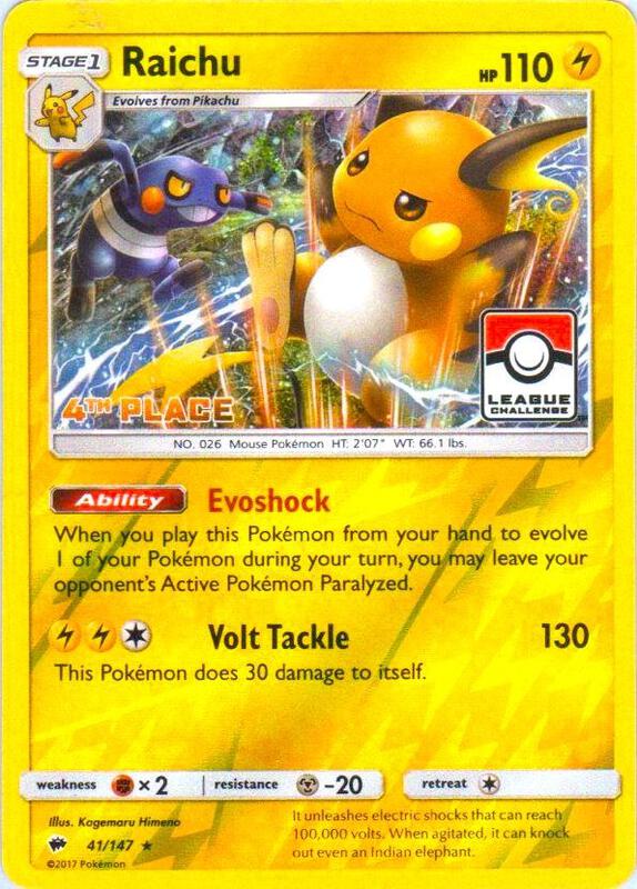 Raichu - 41/147 (League Challenge) [4th Place] 041/147 from League & Championship Cards