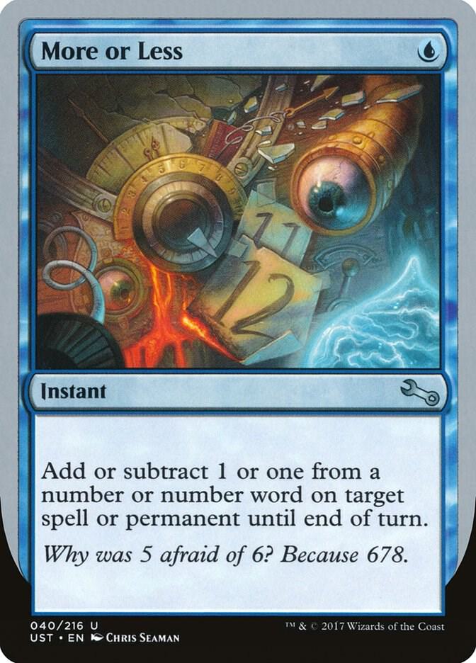 More or Less 40 card