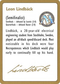 1996 Leon Lindback Biography Card