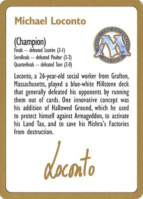 1996 Michael Loconto Biography Card