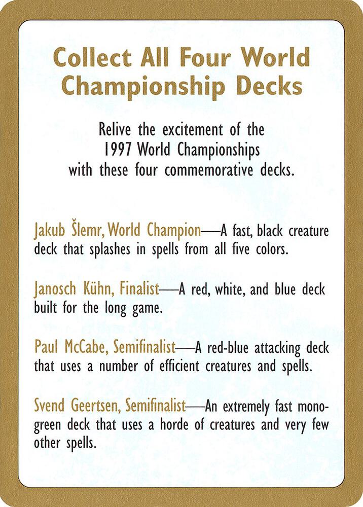 1997 World Championship Advertisement Card - World Championship