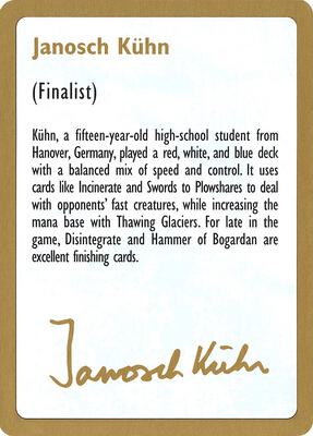 1997 Janosch Kuhn Biography Card