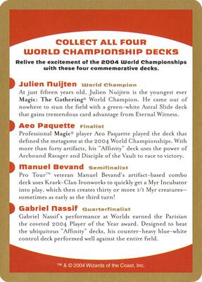 2004 World Championship Advertisement Card