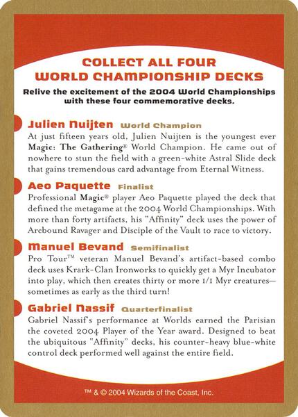 2004 World Championship Advertisement Card - World