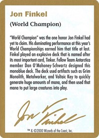 2000 Jon Finkel Biography Card - World Championship Decks - Magic: The Gathering card