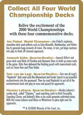 2000 World Championship Advertisement Card