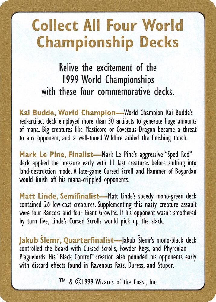 World Championship Decks 1999 厳かなモノリス など World 0 - Red