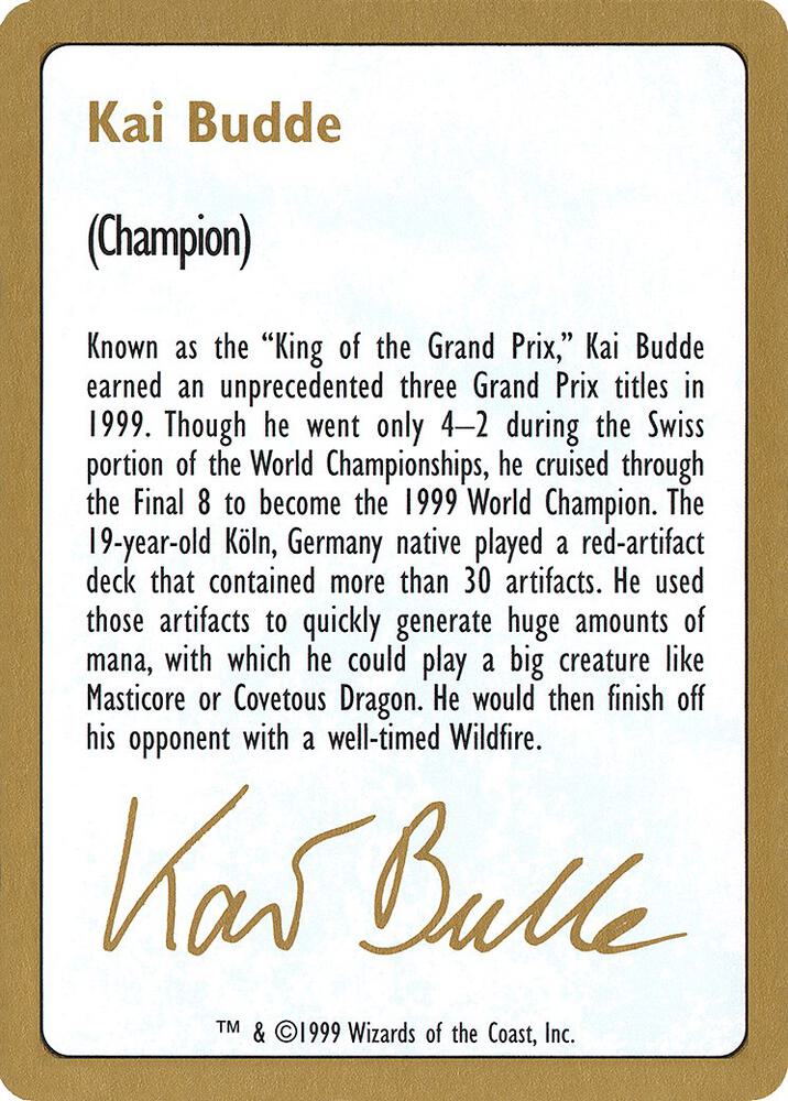 1999 Kai Budde Biography Card - World Championship Decks - Magic