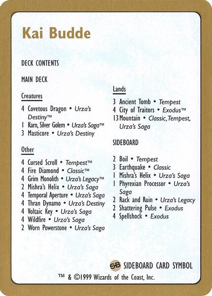 1999 Kai Budde Decklist Card - World Championship Decks