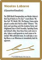 2000 Nicolas Labarre Biography Card - World Championship Decks