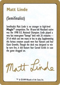 1999 Matt Linde Biography Card