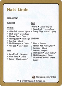 1999 Matt Linde Decklist Card