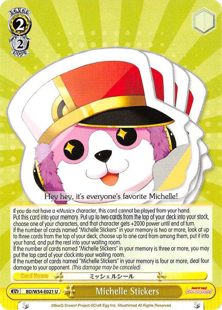 Michelle Stickers - BanG Dream! Girls Band Party! - Weiss Schwarz