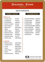 2003 Daniel Zink Decklist Card - World Championship Decks - Magic