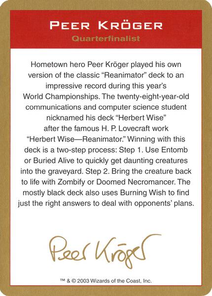 WorldChampionshipDecks2003⭐︎PeerKroger 2003 Peer Kroger Biography Card - World Championship Decks - Magic