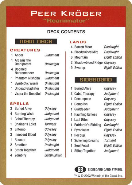 WorldChampionshipDecks2003⭐︎PeerKroger 2003 Peer Kroger Decklist Card - World Championship Decks