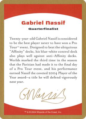 2004 Gabriel Nassif Biography Card