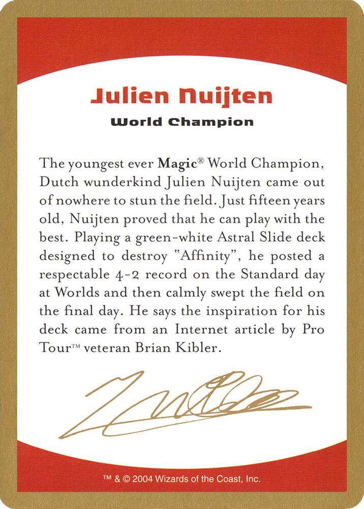 2004 Julien Nuijten Biography Card