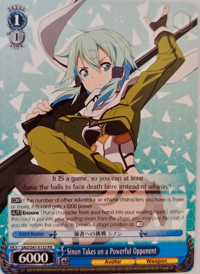 Sinon Takes on a Powerful Opponent - SAO/S47-E123 PR Sword Art Online Re: Edit Promo Weiss Schwarz card — value and price