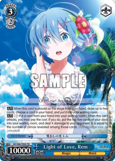 Light of Love, Rem Re:ZERO Trial Deck Weiss Schwarz card — value and price