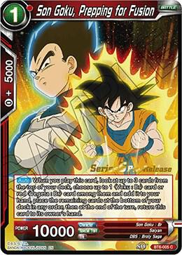 Son Goku, Prepping for Fusion #BT6-005_PR — Destroyer Kings Pre-Release Cards