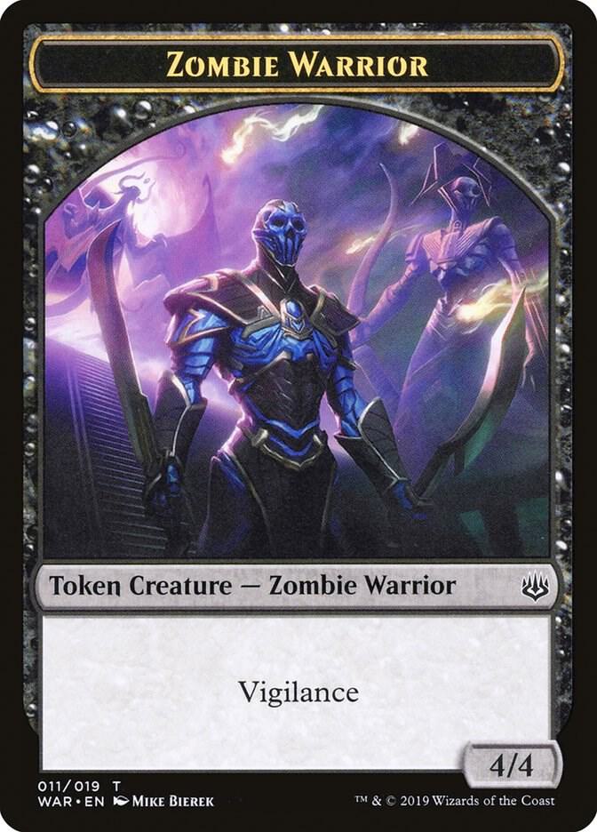 【未使用】TOKEN 47V24 TBT Zombie Warrior Token - War of the Spark - Magic: The Gathering