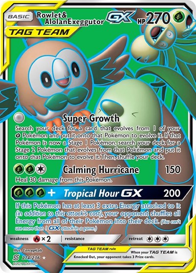Rowlet & Alolan Exeggutor GX (Full Art)