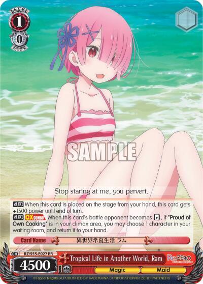Tropical Life in Another World, Ram Re:ZERO Vol.2 Double Rare Weiss Schwarz card — value and price