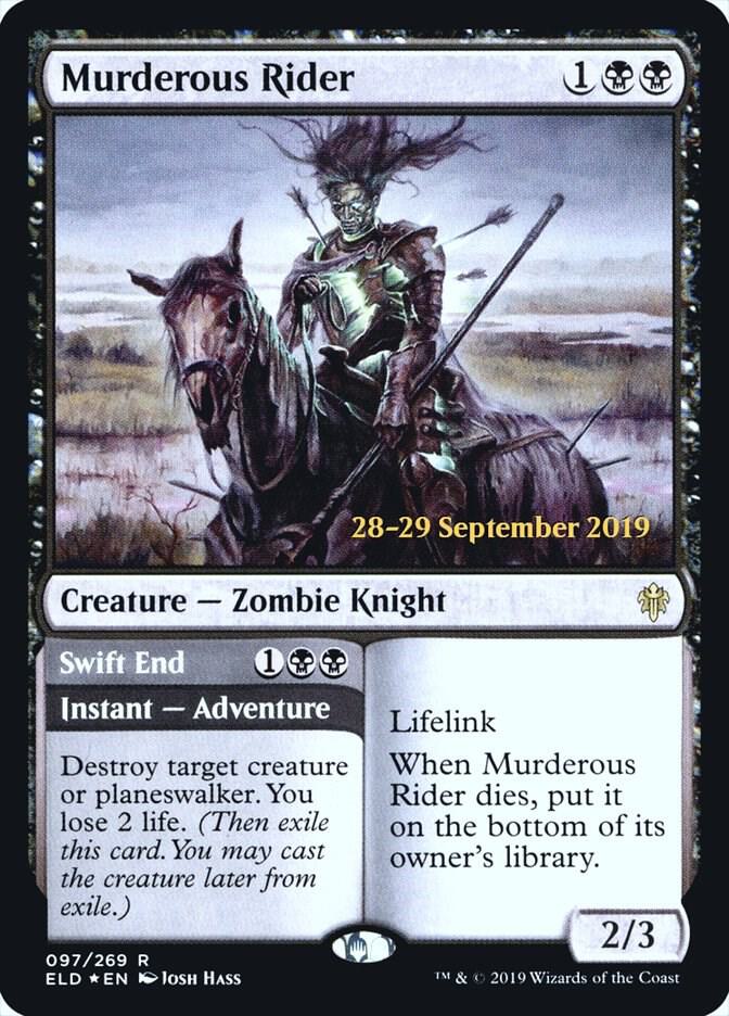 Murderous Rider // Swift End #97s — Throne of Eldraine Promos