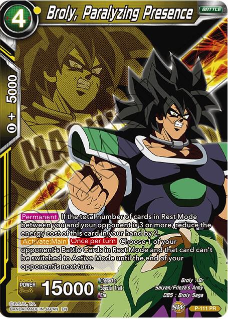 Broly, Paralyzing Presence #P-111 — Expansion Deck Box Set 08: Magnificent Collection - Forsaken Warrior