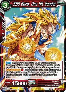 SS3 Goku, One Hit Wonder #BT8-003_PR — Malicious Machinations Pre-Release Cards