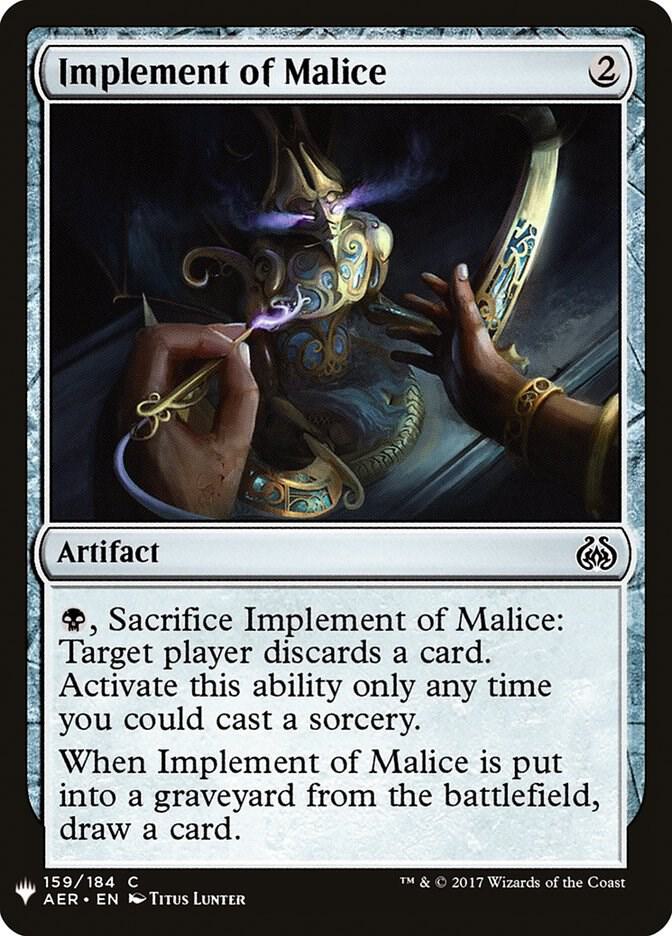 Implement of Malice #AER-159 — The List