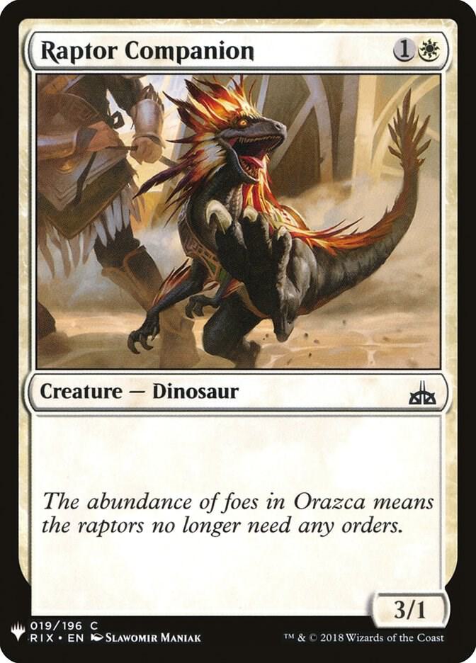 Raptor Companion #RIX-19 — The List