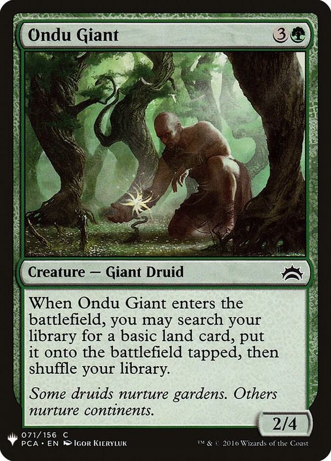 Ondu Giant #PCA-71 — The List
