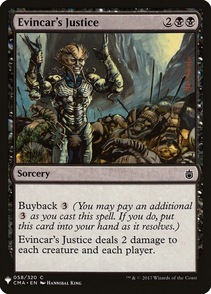 Evincar's Justice #CMA-58 — The List
