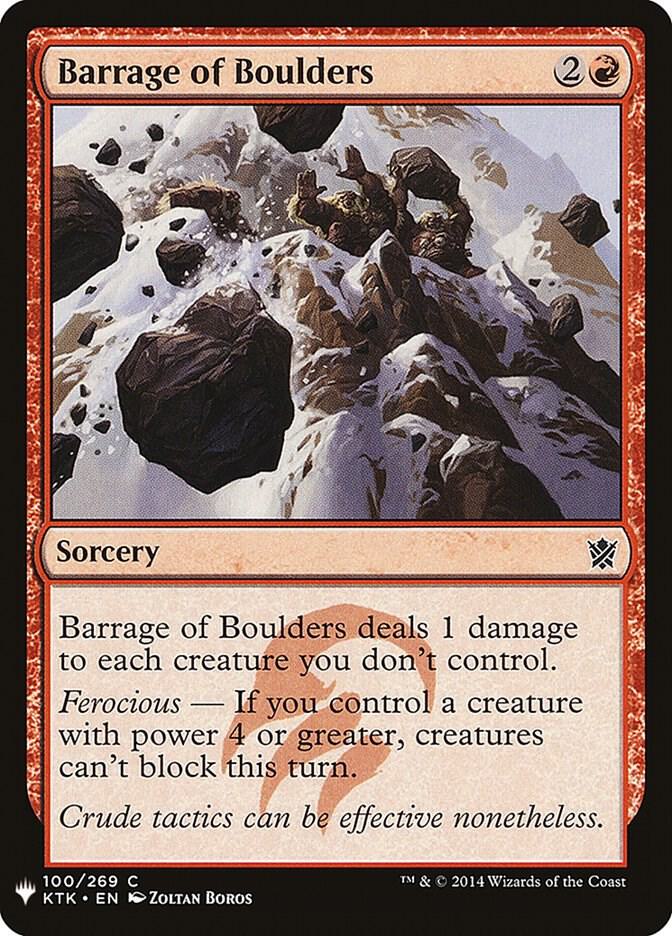 Barrage of Boulders #KTK-100 — The List
