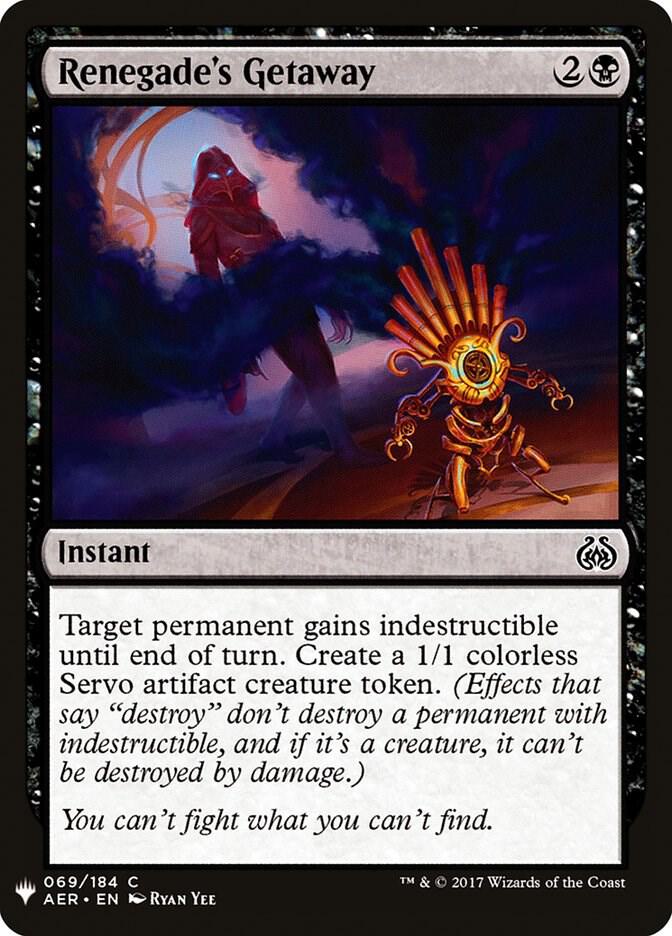 Renegade's Getaway #AER-69 — The List