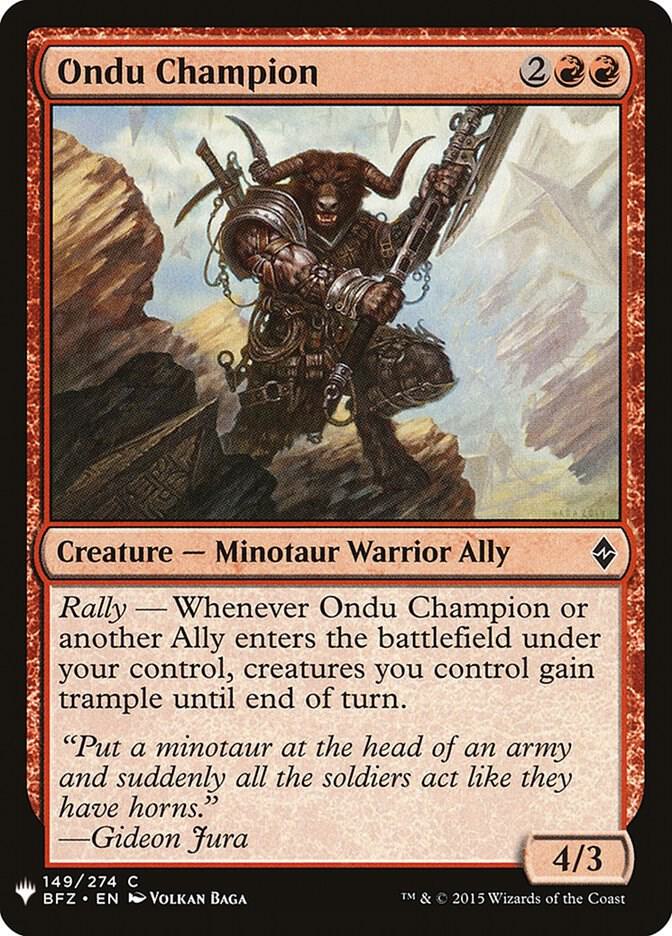 Ondu Champion #BFZ-149 — The List