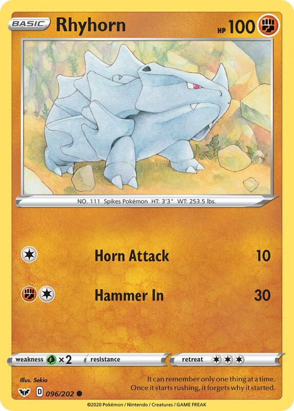 Rhyhorn (096) 096/202 from SWSH01: Sword & Shield Base Set