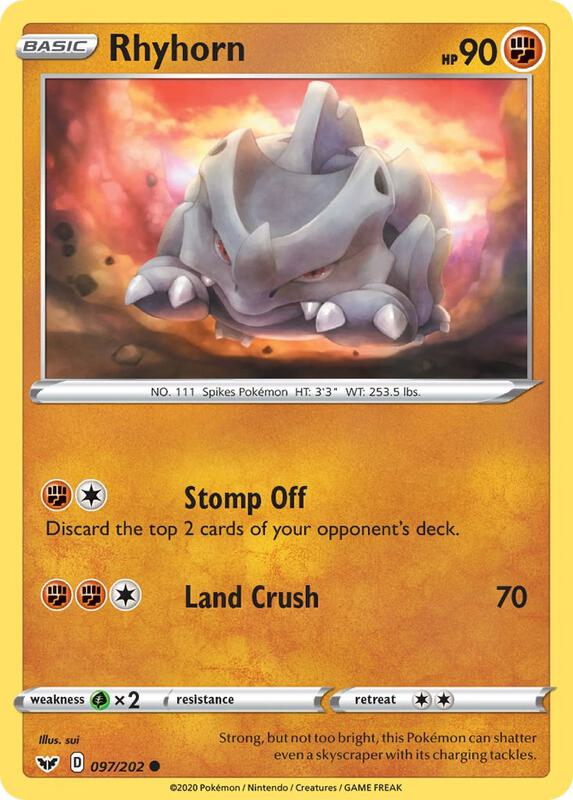 Rhyhorn (097) 097/202 from SWSH01: Sword & Shield Base Set