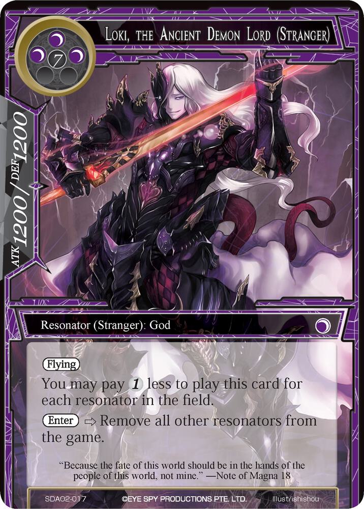 Loki, the Ancient Demon Lord (Stranger) - Alice Origin II Starter Deck - Force of Will - TCGplayer.com Loki, the Ancient Demon Lord (Stranger) - Alice Origin II Starter Deck - Force of Will - TCGplayer.com