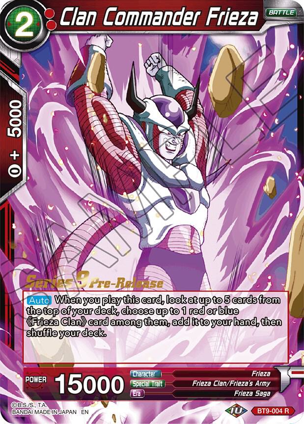 Clan Commander Frieza #BT9-004 — Universal Onslaught Pre-Release Cards