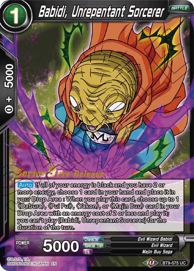Babidi, Unrepentant Sorcerer #BT9-075 — Universal Onslaught Pre-Release Cards