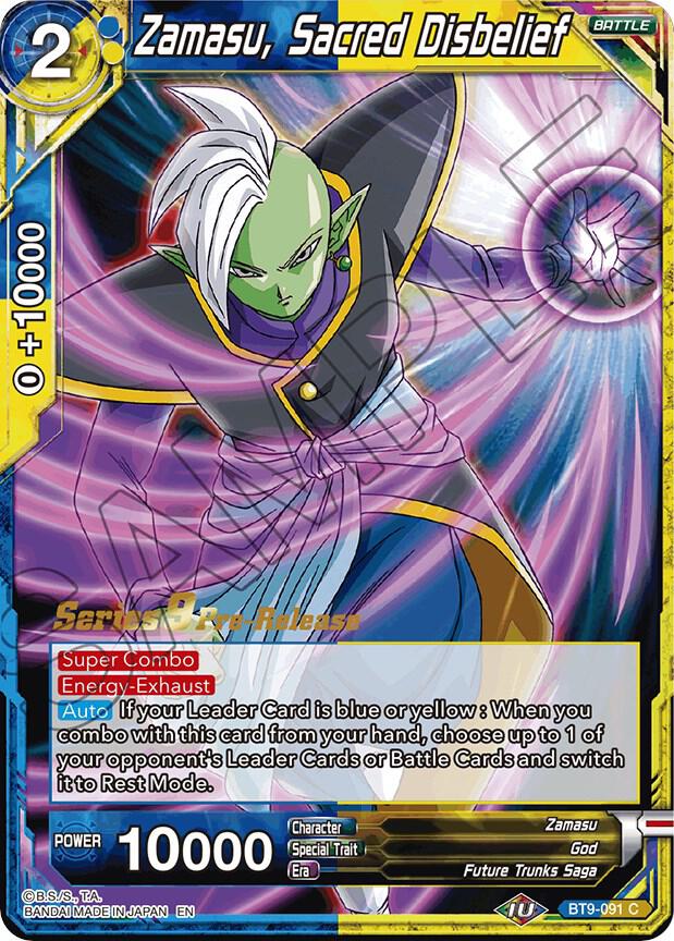 Zamasu, Sacred Disbelief #BT9-091 — Universal Onslaught Pre-Release Cards